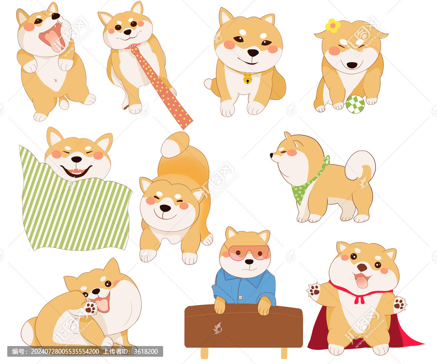 可愛柴犬手繪插畫