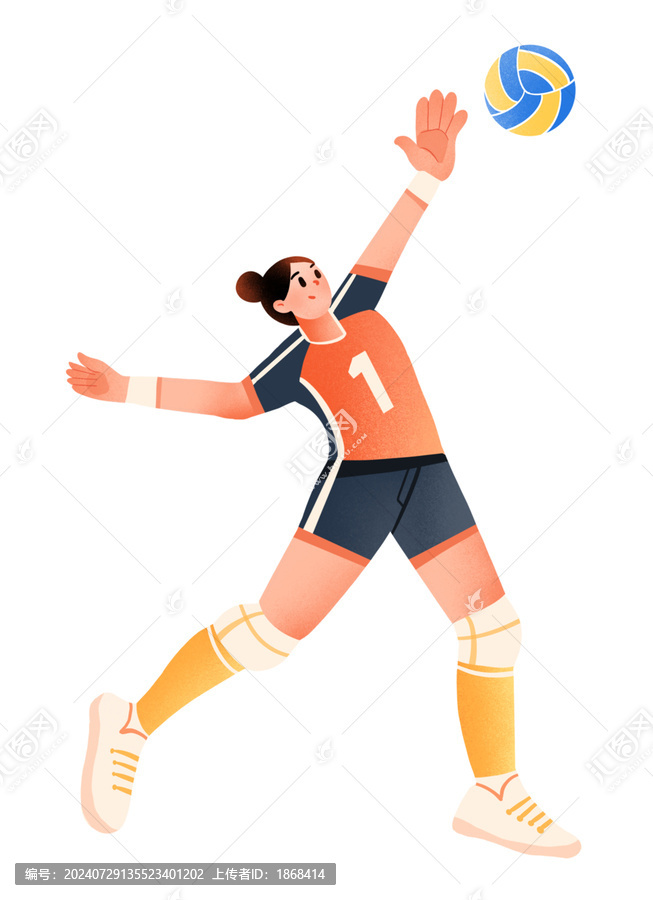 扁平運動打排球人物插畫