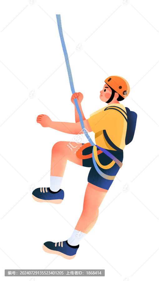 扁平運動攀巖人物插畫