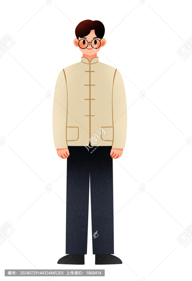 扁平民國人物國潮國風(fēng)手繪插畫