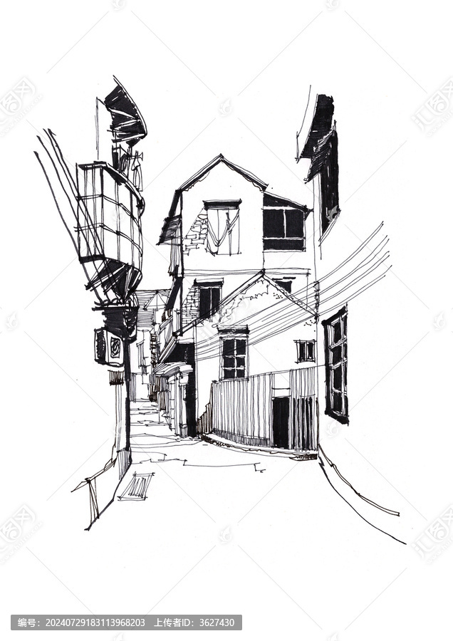 徽派建筑手繪