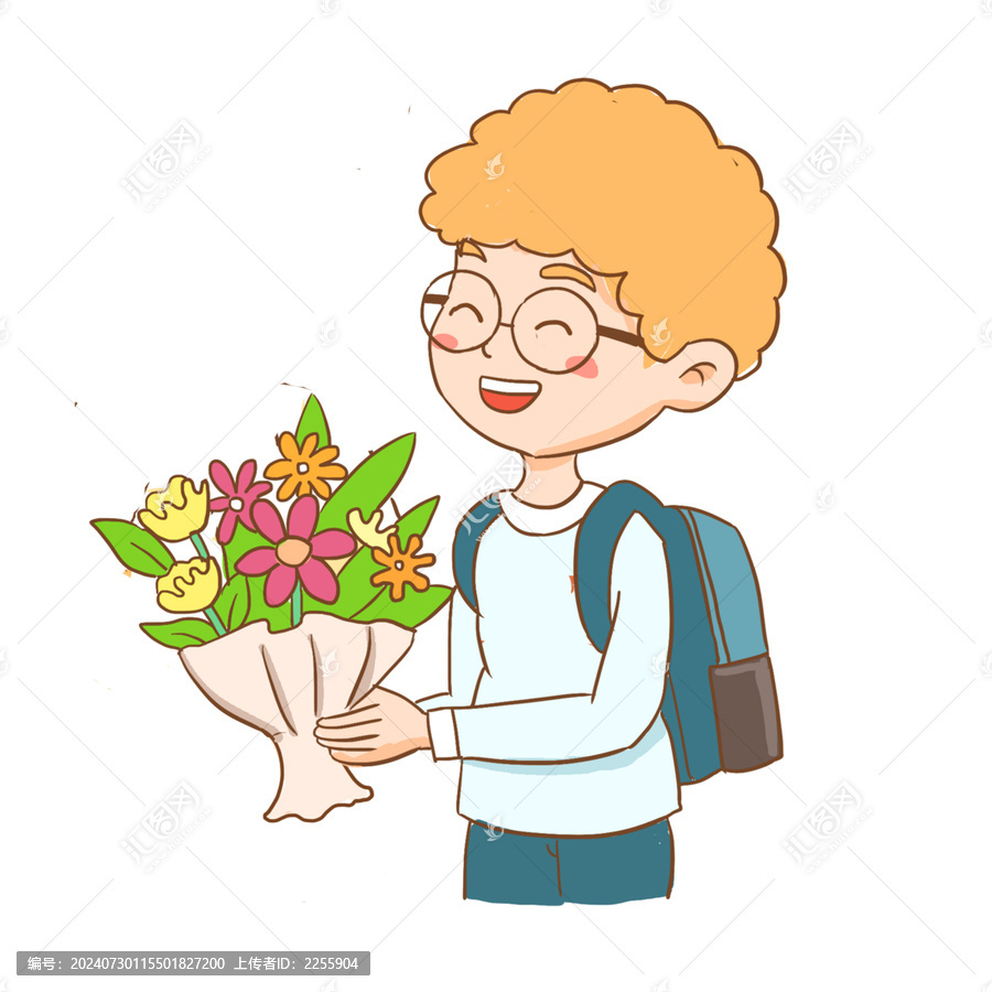 教師節(jié)送花手繪卡通元素