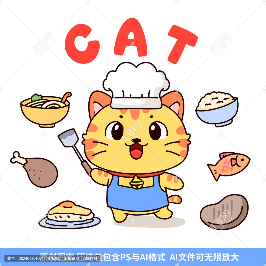 卡通小貓廚師