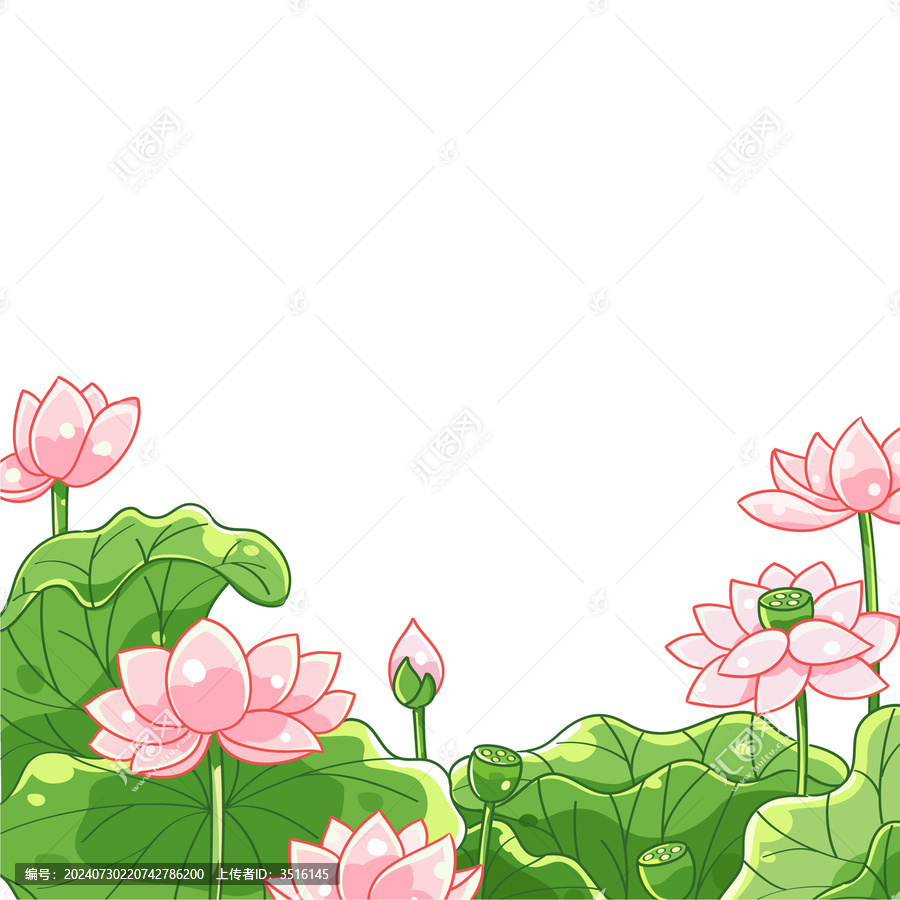 矢量夏日荷花圖