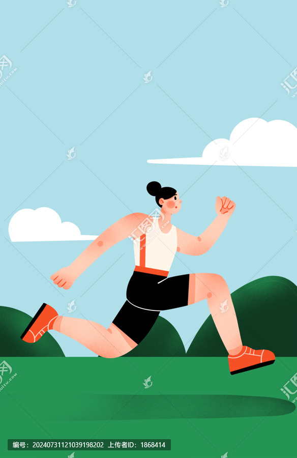 扁平運動田徑人物插畫