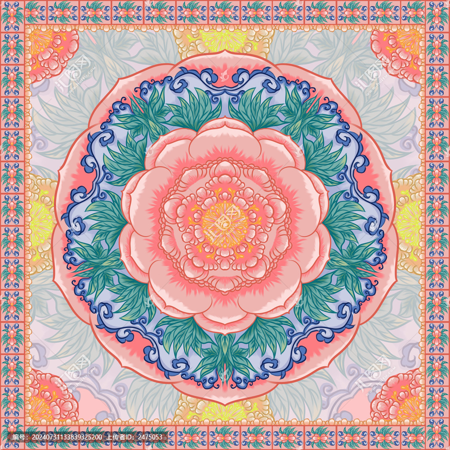唐代藻井寶相花紋