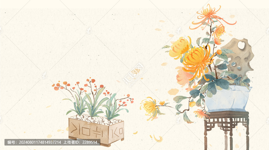 菊花霜降中國(guó)傳統(tǒng)節(jié)氣海報(bào)插畫(huà)