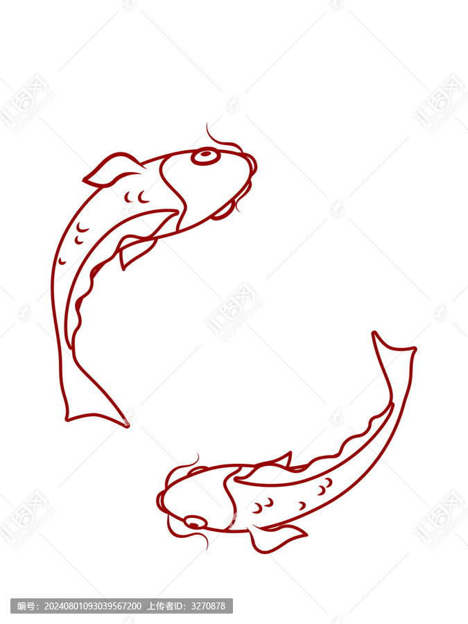 錦鯉鯉魚剪紙風(fēng)單色免摳素材