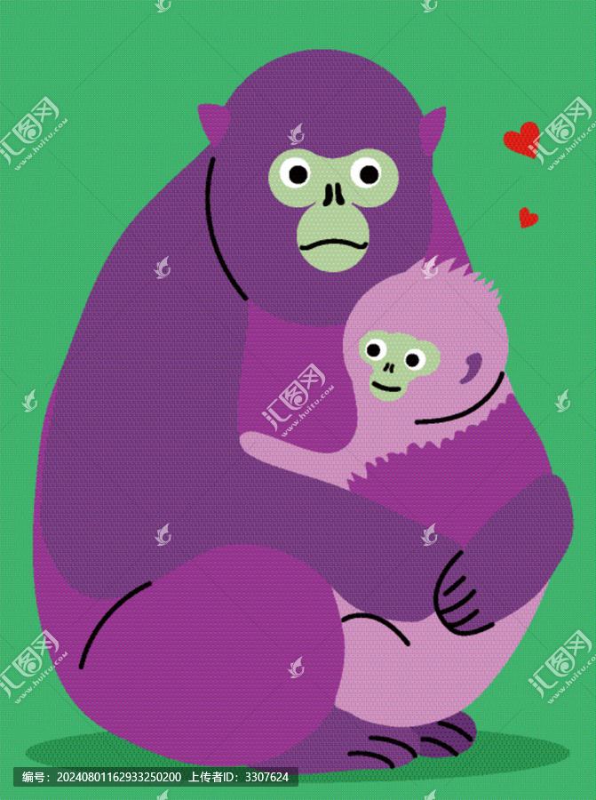 可愛卡通猴子母子母親節(jié)