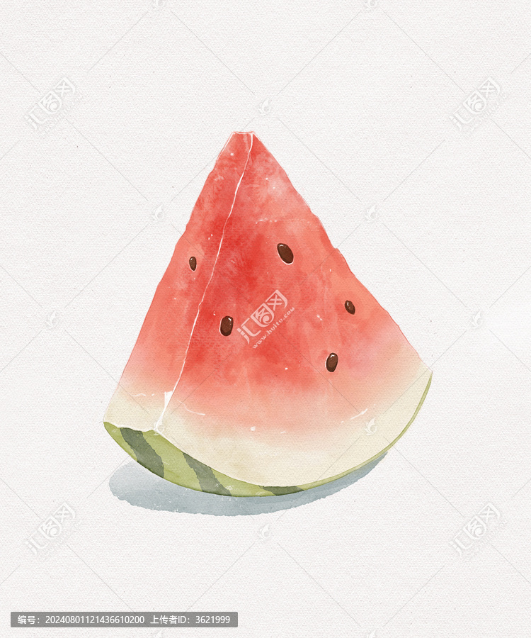 一塊夏日水彩手繪風(fēng)西瓜