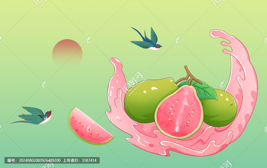 番石榴手繪插畫