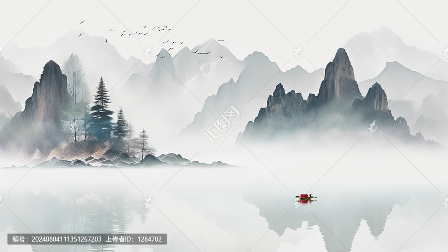 客廳背景墻山水畫