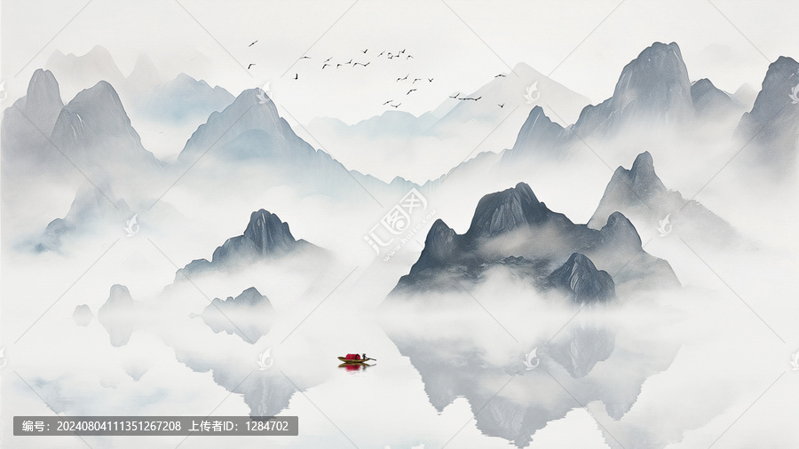 水墨山水意境背景墻