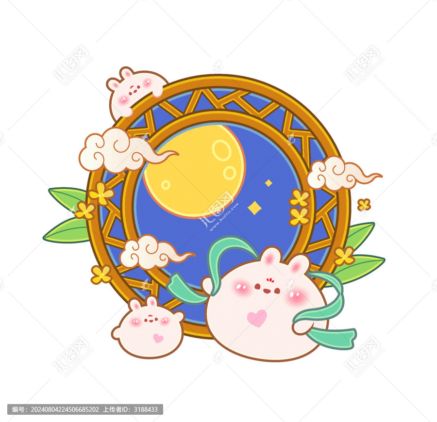 中秋兔子賞月美食節(jié)日插畫