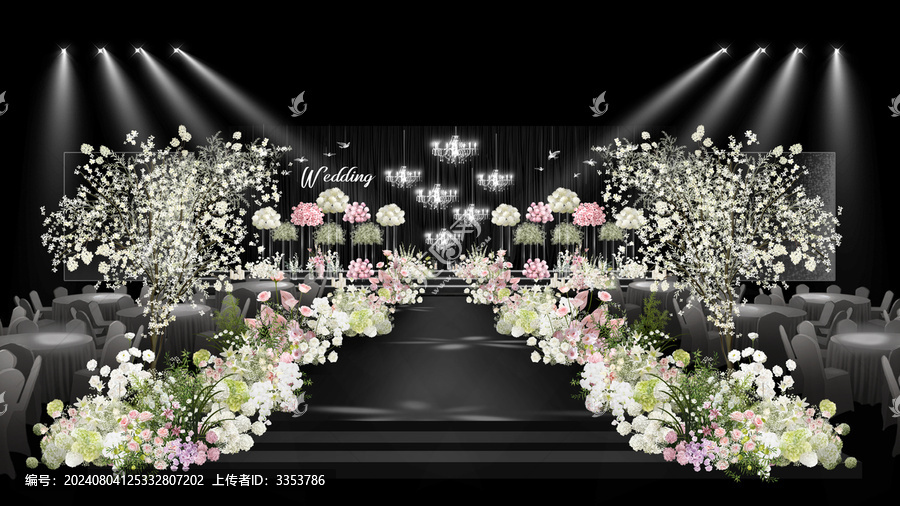 白綠粉色韓式婚禮效果圖