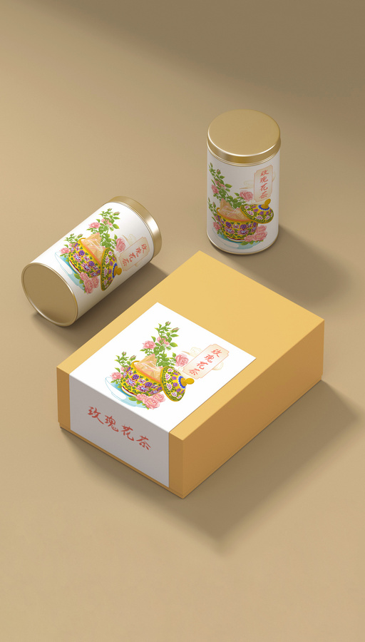 玫瑰花茶插畫