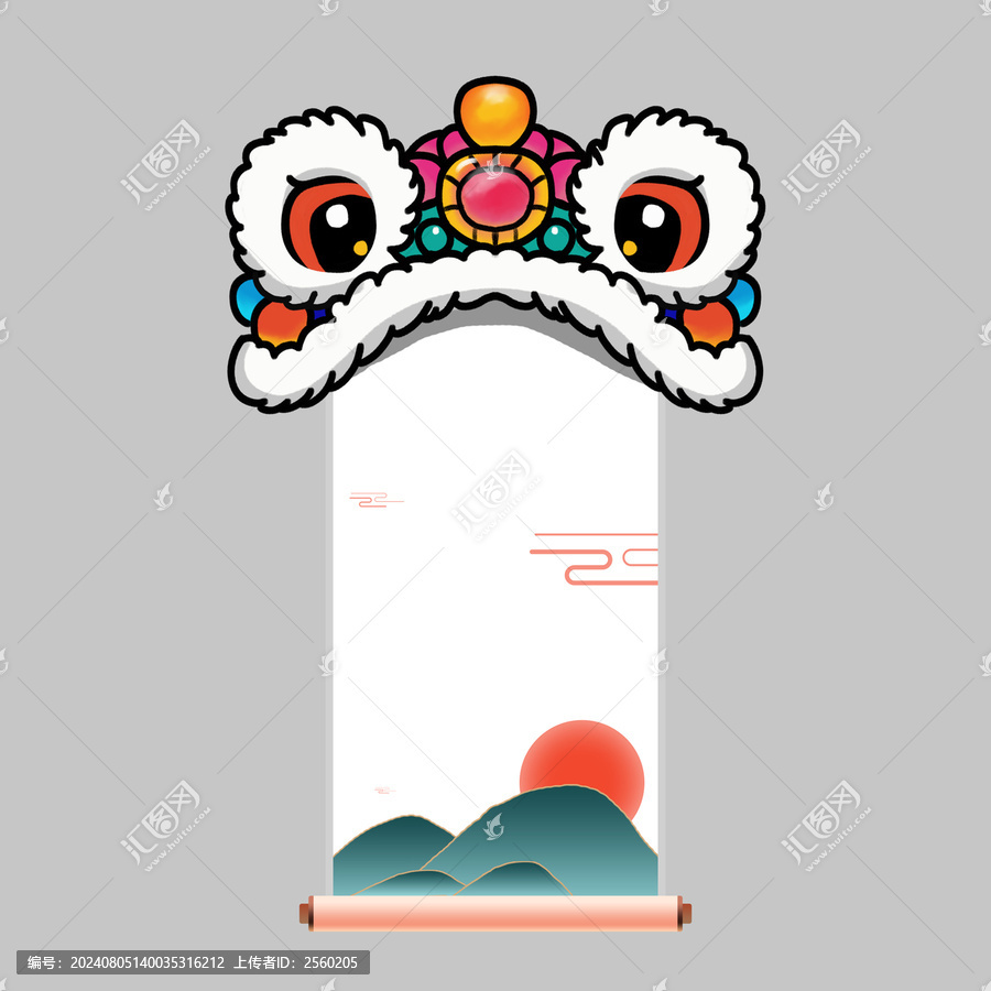 醒獅帽子卷軸素材