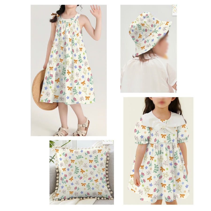 卡通可愛花卉蝴蝶結(jié)家紡服裝圖案