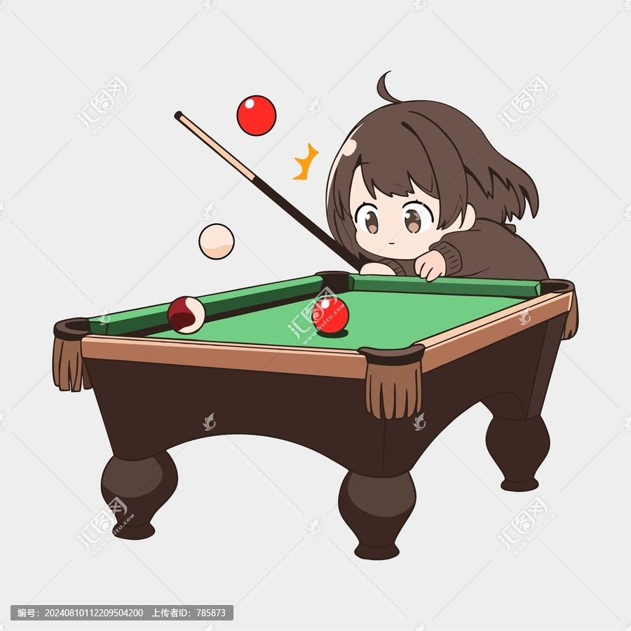 打臺(tái)球的女孩