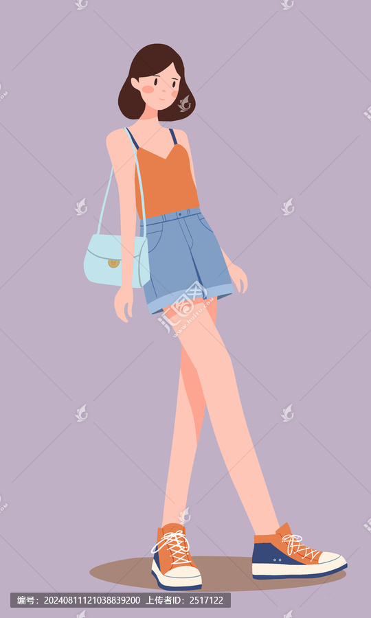 扁平女孩插畫人物封面