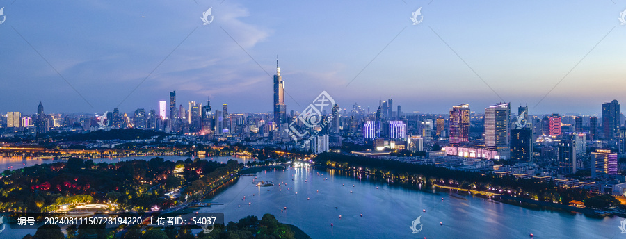 南京城市夜景全景航拍