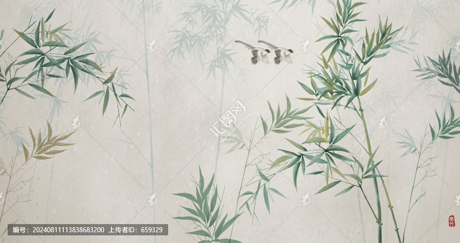 水墨竹林背景墻