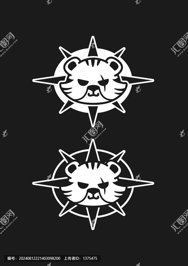 矢量虎卡通勛章插畫(huà)老虎瞄準(zhǔn)IP