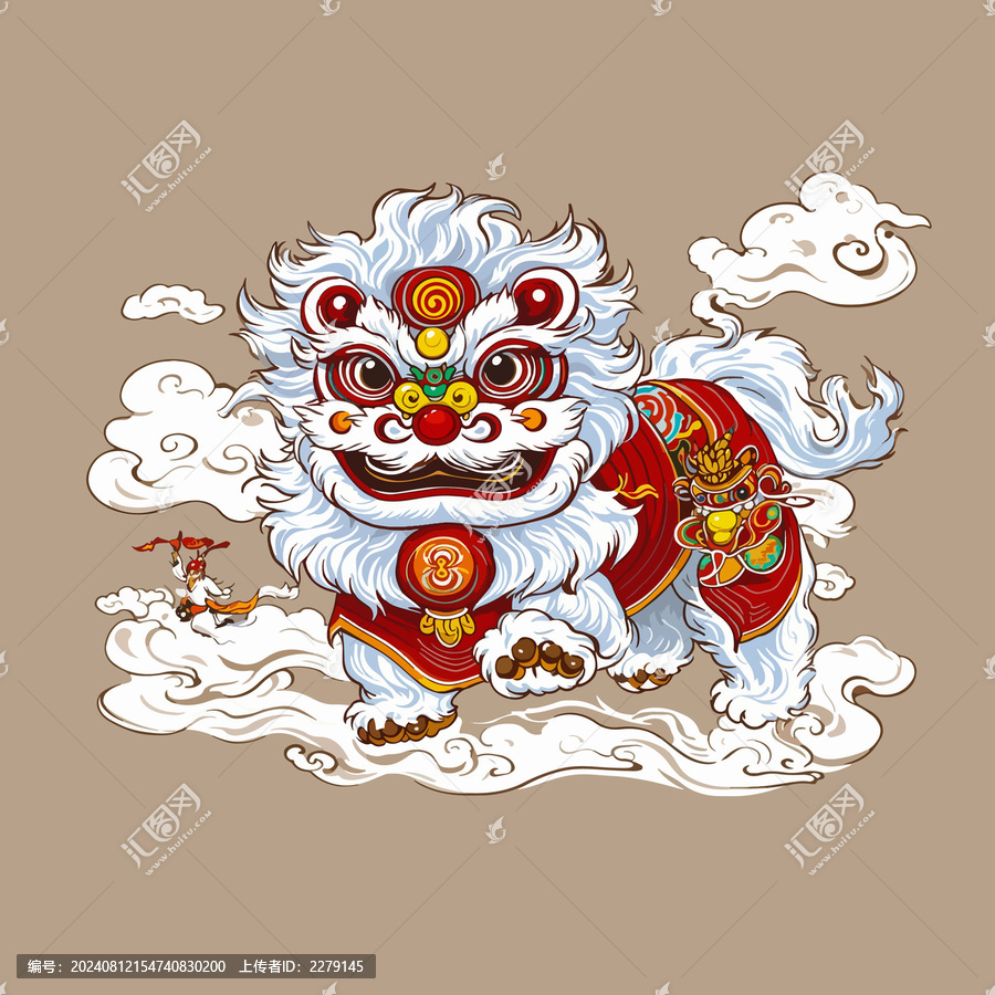 國(guó)風(fēng)獅子T恤圖案