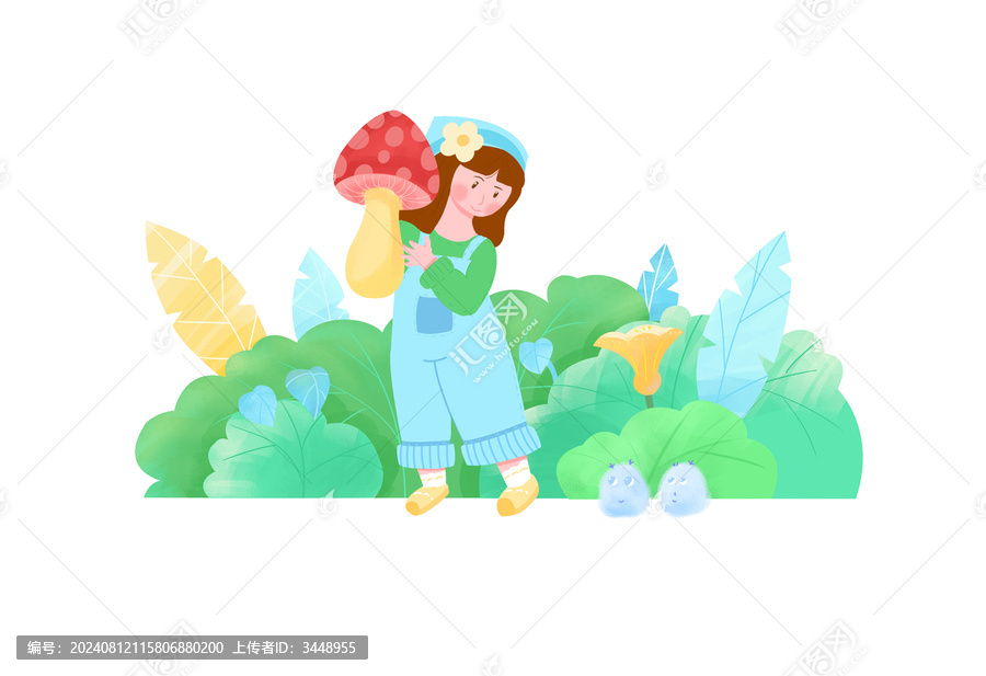 采蘑菇碰見小精靈的小孩