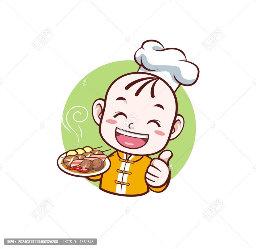 卡通可愛小廚師點贊頭像矢量圖