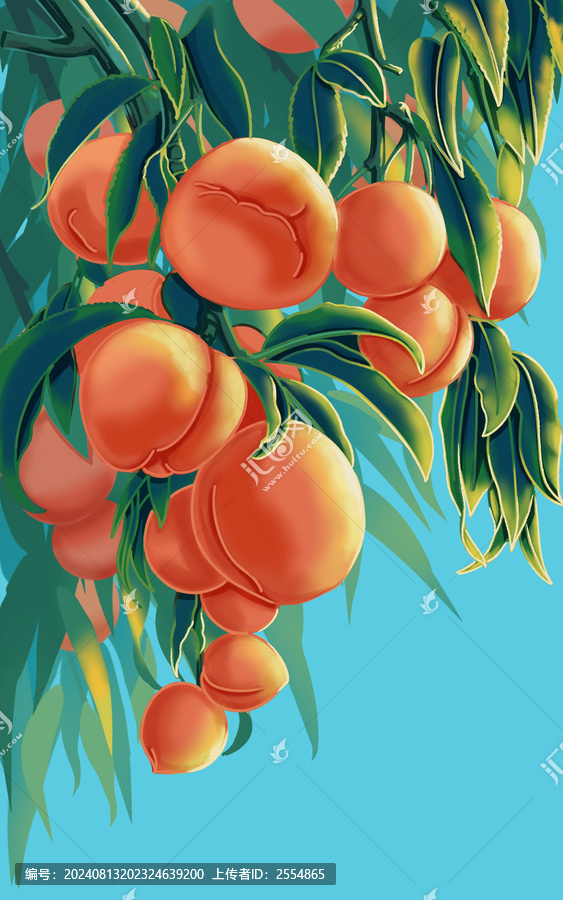 桃子水蜜桃插畫