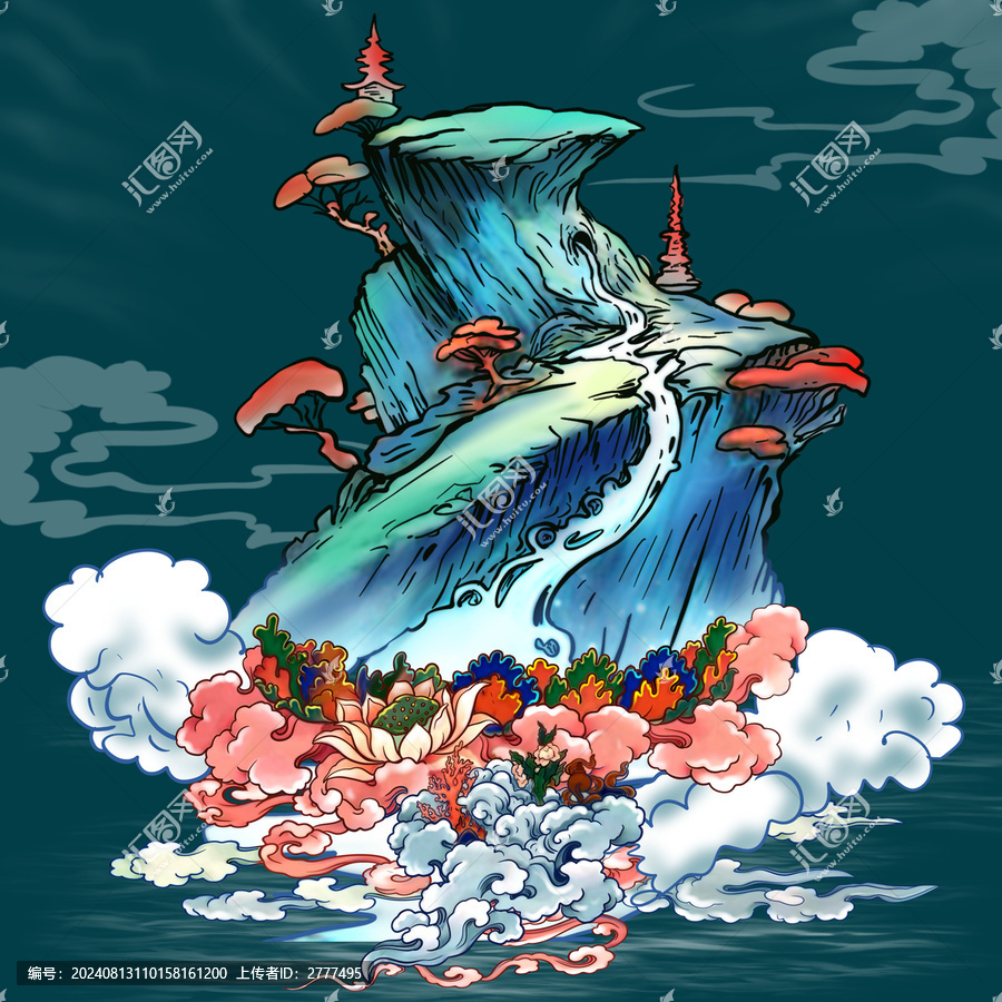 抽象山水插畫
