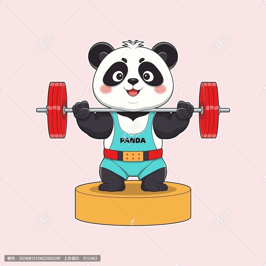 舉重熊貓矢量Q版可愛(ài)插畫(huà)