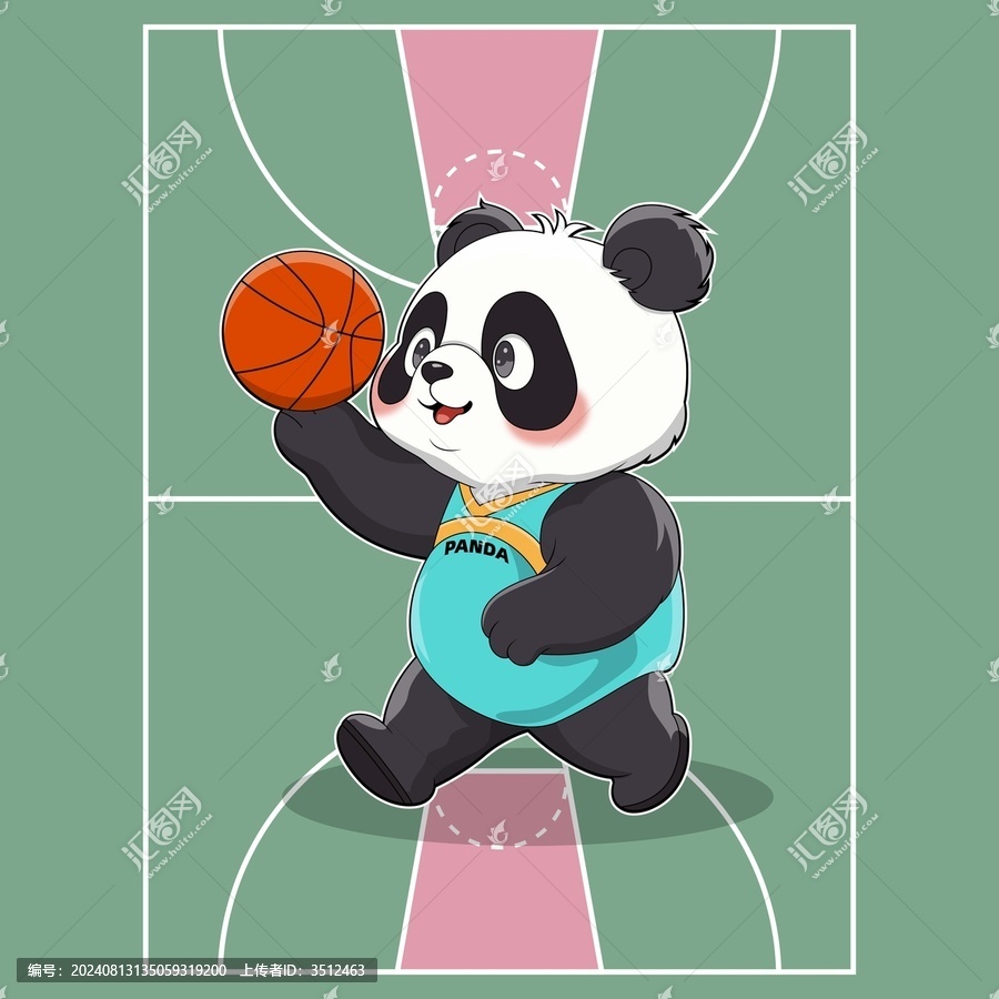籃球熊貓運(yùn)動(dòng)會(huì)Q版卡通矢量插畫(huà)