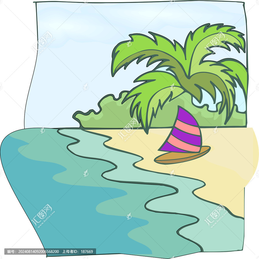卡通海邊