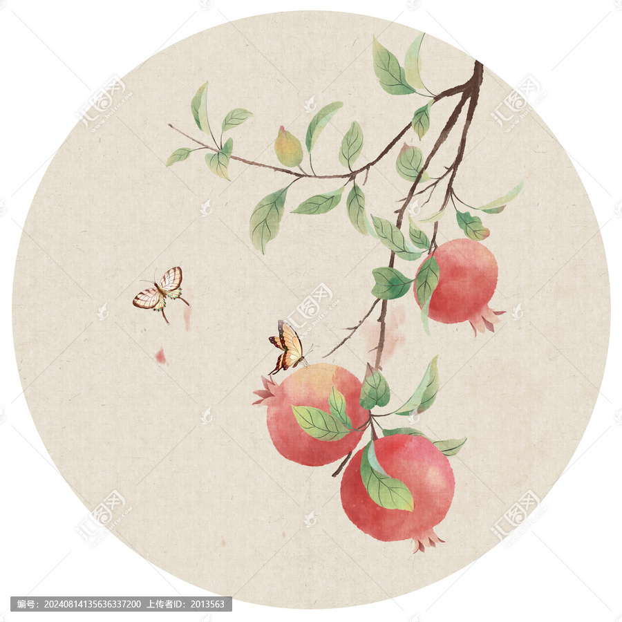 古風石榴插畫