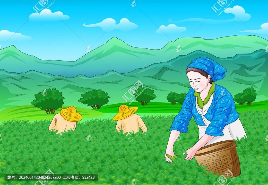 采茶姑娘插畫