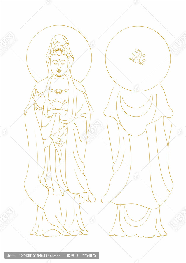 觀音菩薩矢量線稿