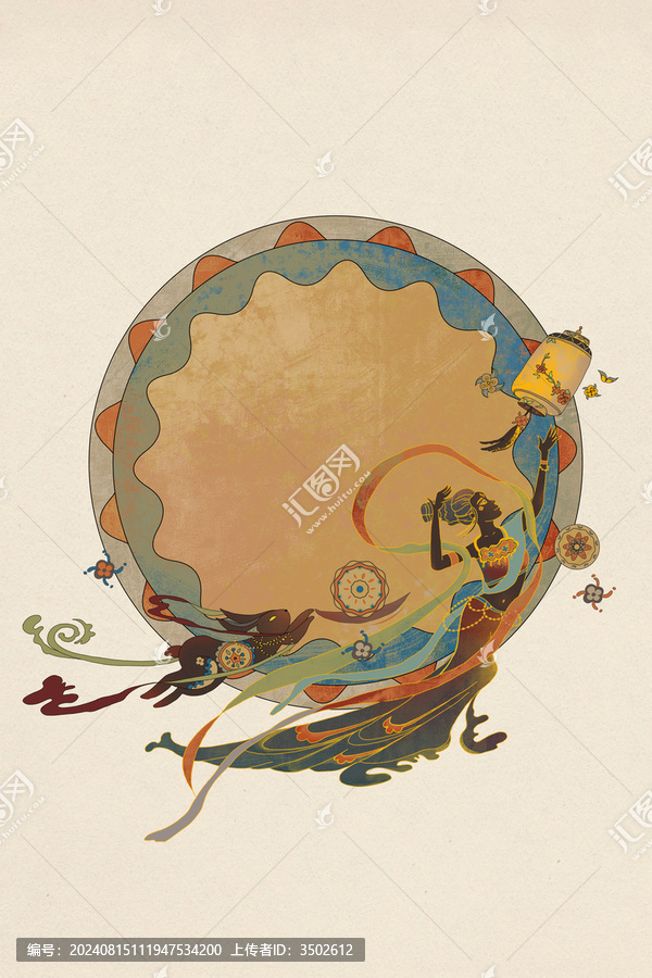 嫦娥奔月中國風(fēng)插畫