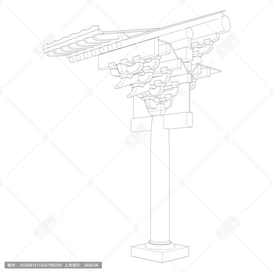 宋式鋪作斗拱透視線稿
