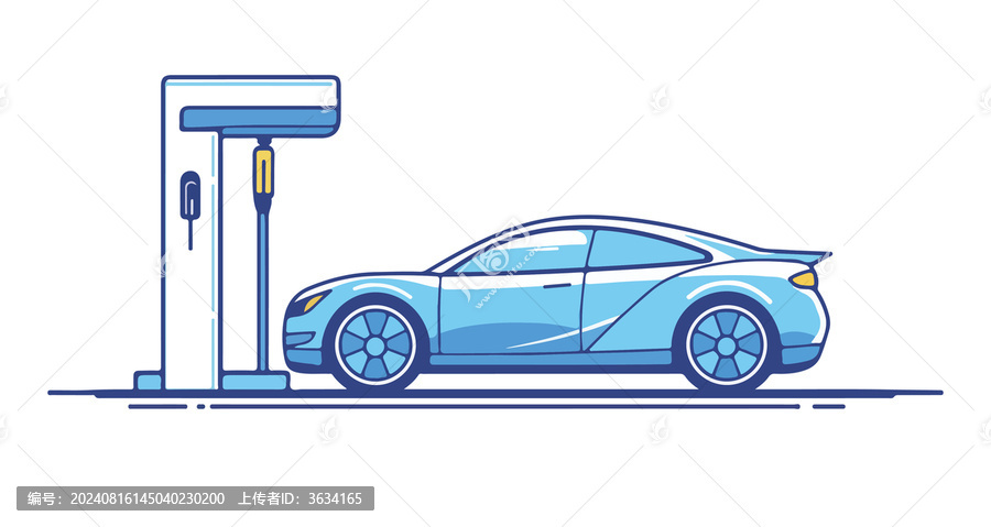 電動車新能源車充電加油插畫