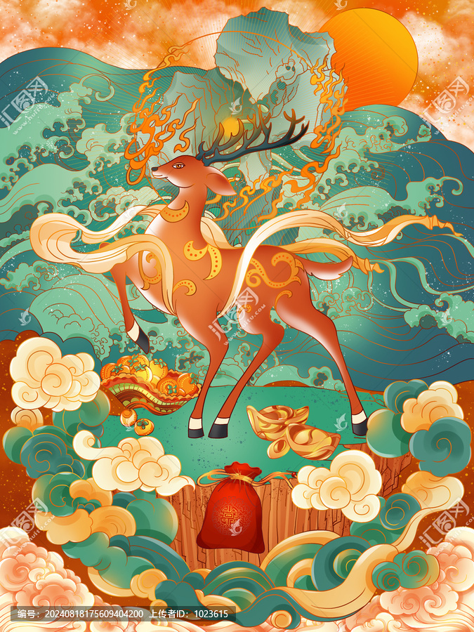 福祿云來國潮古風(fēng)節(jié)日插畫