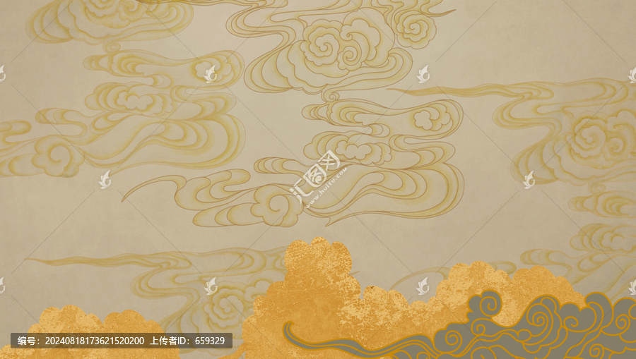 新中式祥云背景墻