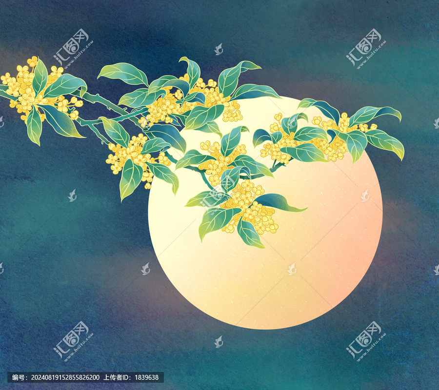 手繪桂花插畫素材