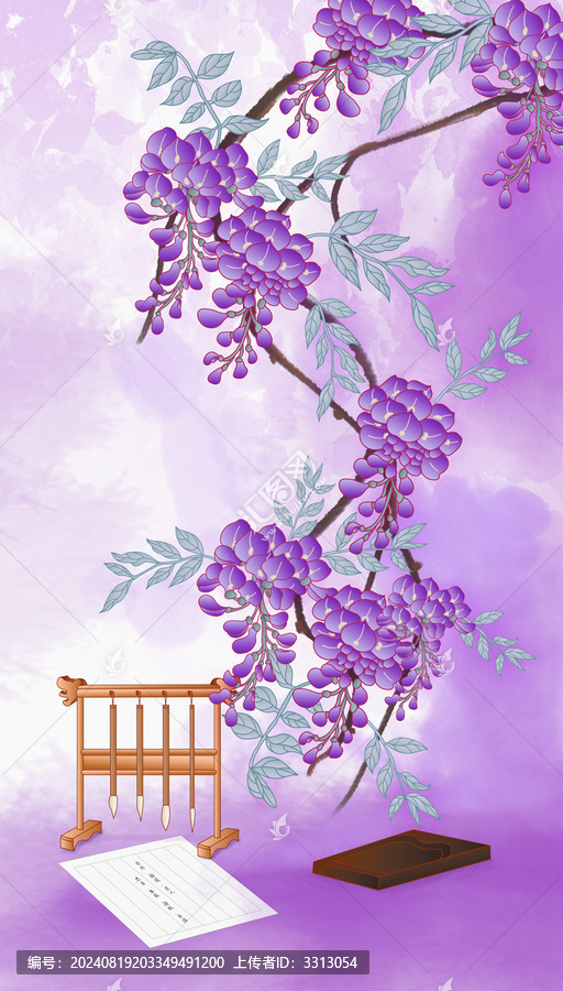 紫藤花插畫
