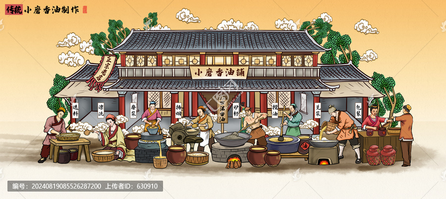 小磨香油插畫