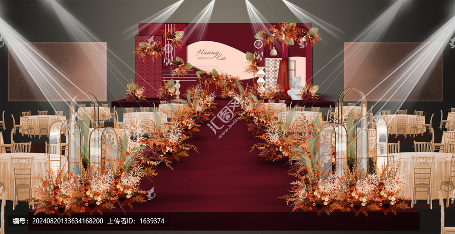 紅色波西米亞風(fēng)復(fù)古婚禮效果圖