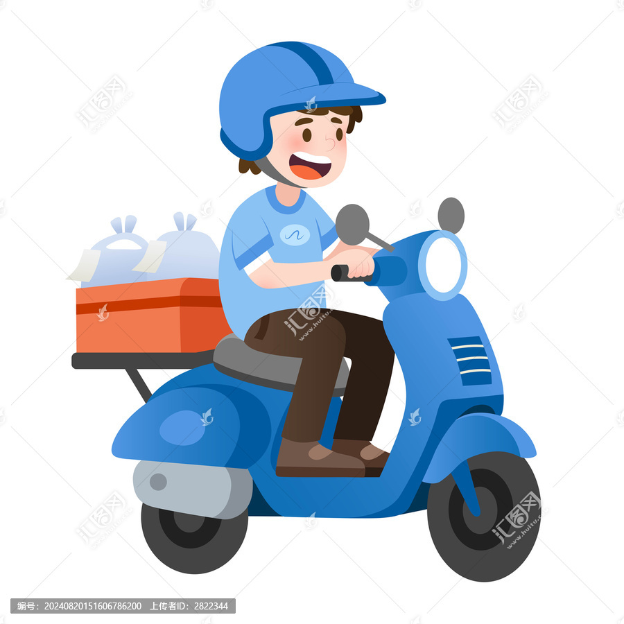 扁平風送餐騎車的外賣員職業(yè)人物