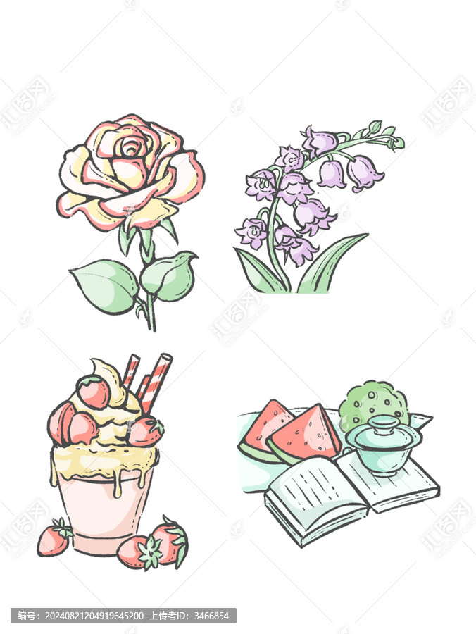玫瑰花風(fēng)鈴花冰激凌西瓜