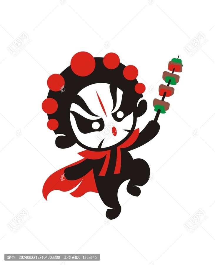 卡通重慶變臉師燒烤形象矢量圖